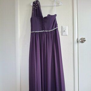 Christina Wu Celebration One Shoulder Long Bridesmaid Gown Dress Size 12 Eggplan